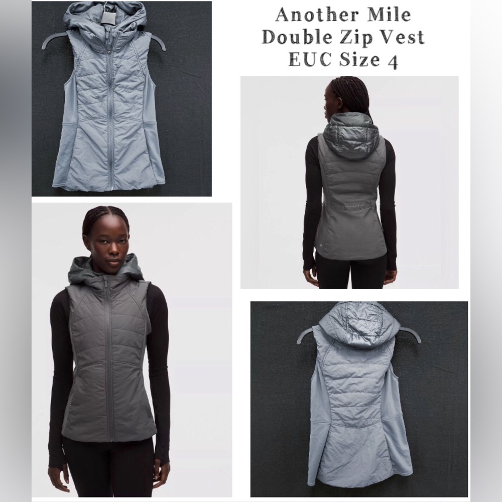 Lululemon Like New Another Mile Vest PrimaLoft Hooded Double Zip Onyx Grey 4